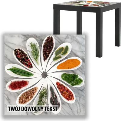 Zdjęcie produktu dla BLAT SZKLANY IKEA LACK Przyprawy II z Twoim napisem 55x55cm 099b