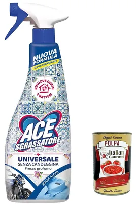Produktbild von 3x Ace Sgrassatore universale Super sgrassante 500ml Entfetter Reiniger + Italian Gourmet polpa 400g