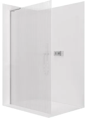 Immagine prodotto di CERANO - Box doccia Walk-in Onyx con montante sinistro - 8 mm - cromato, vetro rigato - 60x200 cm