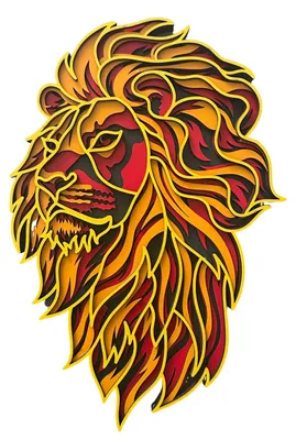 Image de Décoration murale en forme de tête de lion en 3D, motif noir, rouge et or, fabriquée en Allemagne