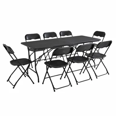 Image de Ensemble table et chaises pliantes noir - Oviala REKKEM