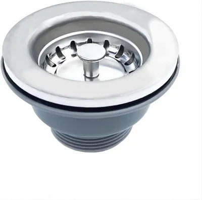 Obrázek produktu pro Odtok do dřezu bez přepadu, 85 mm, nerezová ocel a PVC