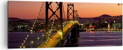 Produktbild von Bild auf Leinwand - Leinwandbild - Brücke Fluss Landschaft - 140x50cm - Wand Bild - Wanddeko - Leinwanddruck - Bilder - Kunstdruck - Wanddekoration - Leinwand bilder - Wandkunst - AB140x50-0120