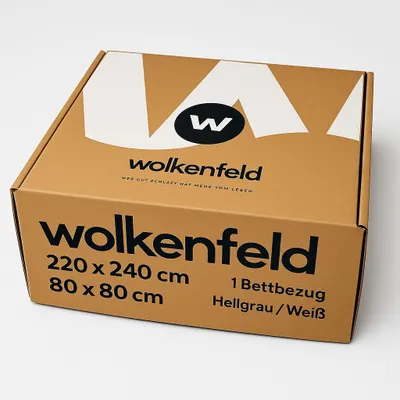 Produktbild von Wolkenfeld Bettwaesche 220x240 80x80 Set Baumwolle Hellgrau Weiss neu