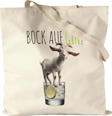 Produktbild von Bock auf Gin Verrückter Ziegenbock Jutebeutel - Lustiges Gin Geschenk