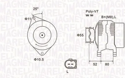 Produktbild von MAGNETI MARELLI 063731837010 Lichtmaschine Generator LiMa 140A 14V für FIAT Ducato Kastenwagen (250, 290) Ducato Pritsche / Fahrgestell (250, 290)