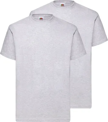 Produktbild von Doppelpack Fruit of the Loom Valueweight T-Shirt + GRATIS MyShirt Stoffbeutel Farbe: graumeliert Größe: 2XL