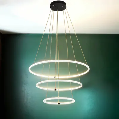 Produktbild von LED Kronleuchter Metall 3000 K warmweiß 7195 lm D: 79 cm rund H: max. 142 cm Schwarz Weiß Modern