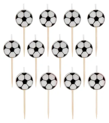 Produktbild von Halbe Fußballkerzen mit Holzplektrum, 12 Stück, 8 cm