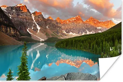 Produktbild von MuchoWow® Poster Der nordamerikanische Moränensee während eines Sonnenaufgangs in Kanada 180x120 cm - Fotoplakat