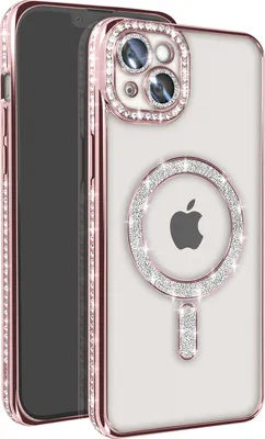 Image de Avizar, étui en diamant pour iPhone 14 Plus MagSafe, contour en strass, rose