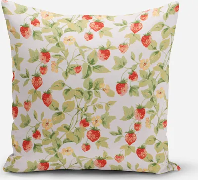 Produktbild von SCHÖNER LEBEN. Kissenhülle aus Baumwolle Gariguette Erdbeeren weiß ro Größe 80x80cm (HxB) 80x80cm (HxB) Größe