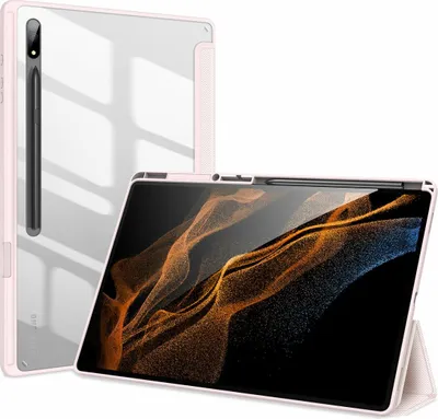 Produktbild von Dux Ducis Toby Eco-Leather Tablet-Ledertasche Schale Cover für Samsung Galaxy Tab S8 Ultra mit Smart-Sleep Funktion Wake-Up Stifthalter Schutzhülle Pink