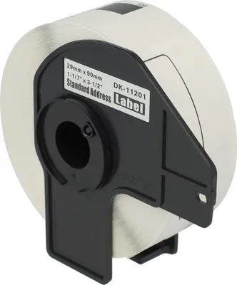 Produktbild von vhbw Rolle mit Halter 29mm x 90mm (400 Etiketten) Ersatz für Brother DK-11201 für Drucker Weiß