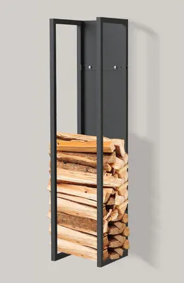 Obrázek produktu pro DanDiBo Stojan na palivové dřevo Indoor Metal Black Firewood Rack 100 cm with Back Wall Hanging 96357 Košík na dřevo Držák na palivové dřevo Wood Rack