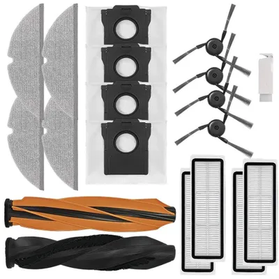 Staubsauger-Zubehörset, 1 Rollbürste, 4 Seitenbürsten, 4 Wischtücher, 4 Beutel