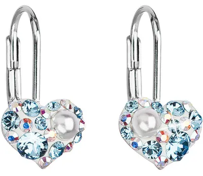Image de Boucles d'oreilles en forme de cœur avec cristaux Swarovski 31125.9 aqua