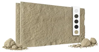Produktbild von HEXIM Steinoptik Felsen Platten 2 Stück 120x60cm PolyurethanWandverkleidung 1,46 m² 3D Paneele Bruchstein Stone Nachbildung Wandpaneele Wanddeko Steinplatte Felswand Wohnzimmer Innenwand (A002-15 Beige)