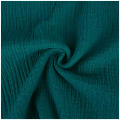 Musselin Stoff uni in Ozeanblau – Oeko-Tex zertifizierte Meterware aus Baumwolle.
