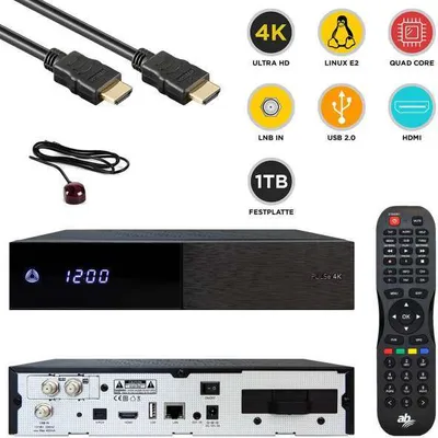 Produktbild von AB PULSe 4K UHD 2xDVB-S2X Sat Receiver (Linux E2, PVR, H.265, HDR10, CI, LAN, schwarz) 1TB