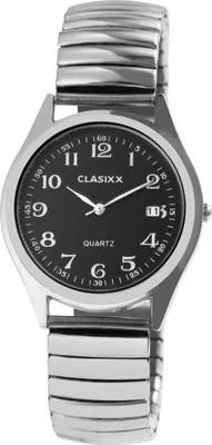 Produktbild von Classix Herrenuhr Schwarz Silber Datum Analog Metall Quarz Armbanduhr
