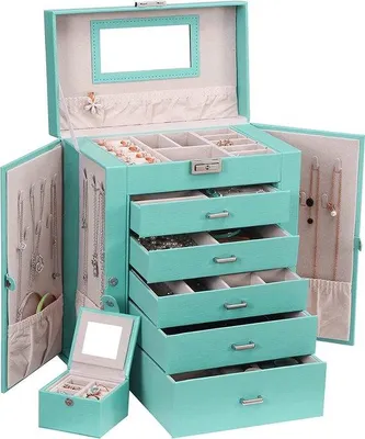 Produktbild von Famanu Schmuckbox für Damen - große Kapazität mit versteckten Fächern