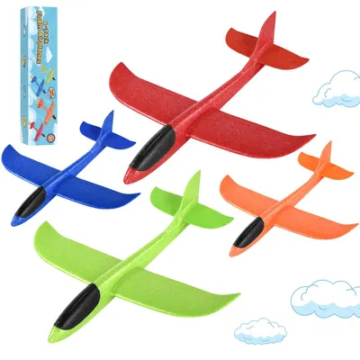 Imagen del producto de Cometas de espuma de poliestireno de gran tamaño (XXL), de 44 cm, paquete de 4 unidades, con 2 modos de vuelo, ideales para niños y para usar en el jardín