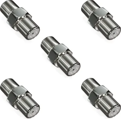 Produktbild von deleyCON 5x SAT Adapter Verbinder Koaxialkabel verlängern 2x F-Buchse Vergnickelt für Sat Kabel BK Anlagen