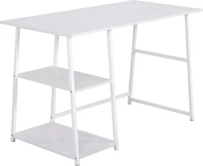 Zdjęcie produktu dla Białe biurko narożne z miejscem do przechowywania, 120 x 60 x 76 cm, do pracy i grania