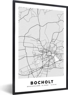 Produktbild von MuchoWow® Gerahmtes Poster Stadtplan - Karte - Bocholt - Deutschland 60x90 cm - Poster mit Schwarzem Bilderrahmen Wandposter Rahmen Foto Bilder - Kunst