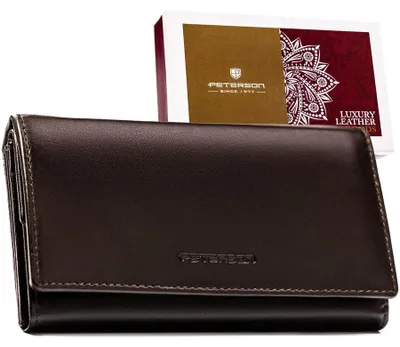 Obrázok produktu pre Peterson dámska peňaženka z prírodnej kože hnedá RFID 16,5 cm