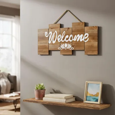Produktbild von levandeo Schild Welcome Holz 50x23cm Dekoschild Wanddeko Willkommen Holzschild