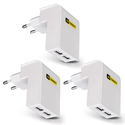 Produktbild von USB-Netzteil 3er-Set | 2-Port USB Ladegerät 2,1 A (10,5 W) | Universal Steckdosen-Ladeadapter für Smartphone & Tablet | Weiß