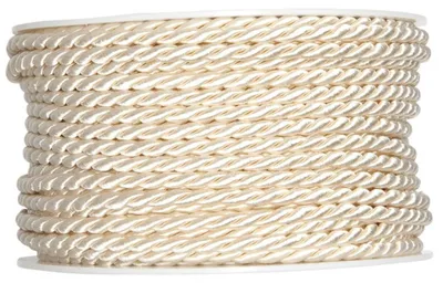 Produktbild von Dekokordel Acetat 4 mm 25 m gedrehte Schnur glänzend Uni Dekoband creme