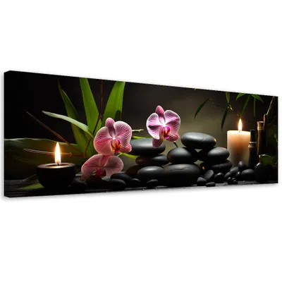 Produktbild von Leinwandbild Orchidee Orchideen-Kerzen 120x40 Feeby Schwarz bild für die wand bereit zum aufhängen