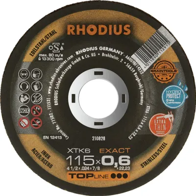 Zdjęcie produktu dla Rhodius XTK6 EXACT BOX 211301 Cutting disc (off-set) 115 mm 10 pc(s) Stainless steel, Steel