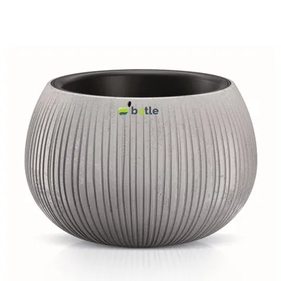 Obrázok produktu pre Kvetináč vlnitý vzor Imitácia betónu 24x16cm sivý kvetináč s vložkou