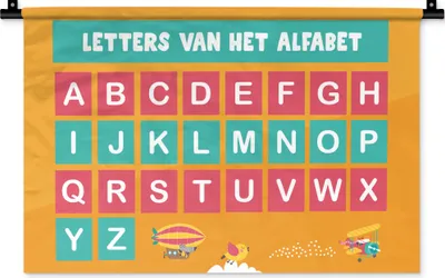 Produktbild von MuchoWow® Wandteppich Wandbehang Kinderzimmer - Alphabet - Bildung - Mädchen - Jungen - Kinder 60x40 cm Tapisserie Dekoration Wandtuch - Wanddekorationen