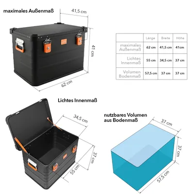 Produktbild von ALUBOX Aluminiumkiste Transportbox 78 Liter - schwarz - 78 Liter