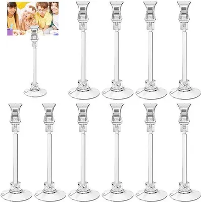 Produktbild von Unyqoos® 12er Set transparente PVC-Saugnäpfe mit Clips und Stange, 360° drehbare Klemmen, starke Haftung, rückstandsfrei, für Glas & Fliesen