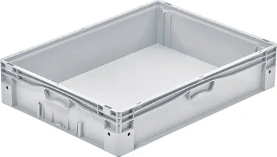 Produktbild von Euro-Norm Großbehälter | HxBxT 17x60x80cm | 72 Liter | Glatter Boden | Grau  | Eurobehälter, Transportbox, Transportbehälter, Stapelbehälter