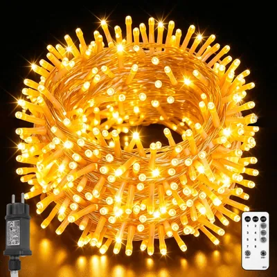 Lichtschnur außen 30 m 300 LEDs warmweiß, wasserdicht, 8 Modi, Timer