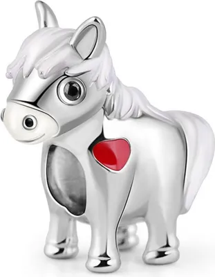 Produktbild von Gnoce Charm Pferd mit Herz DSC019 Silber