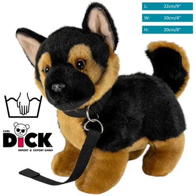 Zdjęcie produktu dla Pies pasterski Carl Dick ze smyczą o długości ok. 22 cm i wysokości ok. 20 cm 3322 Przytulanka, miękka zabawka, przytulanka