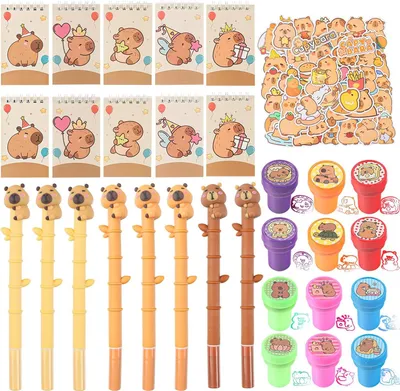 Productafbeelding van verjaardagscadeauset 82 stuks, spiraalnotitieboekjes, stickers, stempels, voor kinderfeestjes