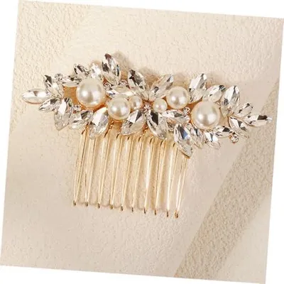 Produktbild von Braut Haarkamm mit Perlen und Kristallen Dekorativer Haarschmuck für Hochzeit und Festliche Anlässe Sicherer Design Geeignet für Braut und Brautjungfern