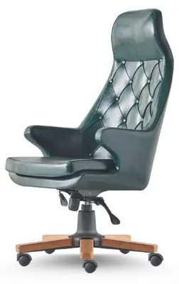 Immagine prodotto di Sedia direzionale Chesterfield moderna con rotelle in pelle verde Sedia girevole classica