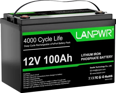Produktbild von Akumulator litowy LANPWR 12V 100Ah LiFePO4, 1280Wh 4000+ cykli, wskaźnik zasilania, zasilanie awaryjne, samochód, łodzie, energia słoneczna, silnik trolingowy, off-grid