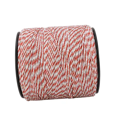 Image de 500M Blanc&Rouge Fil de clôture électrique pour bétail Acier inoxydable Corde conductrice