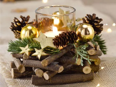 Produktbild von LIVARNO home Windlicht Dekoration rustikales Design Weihnachtsschmuck Teelicht Farbe Gold NEU